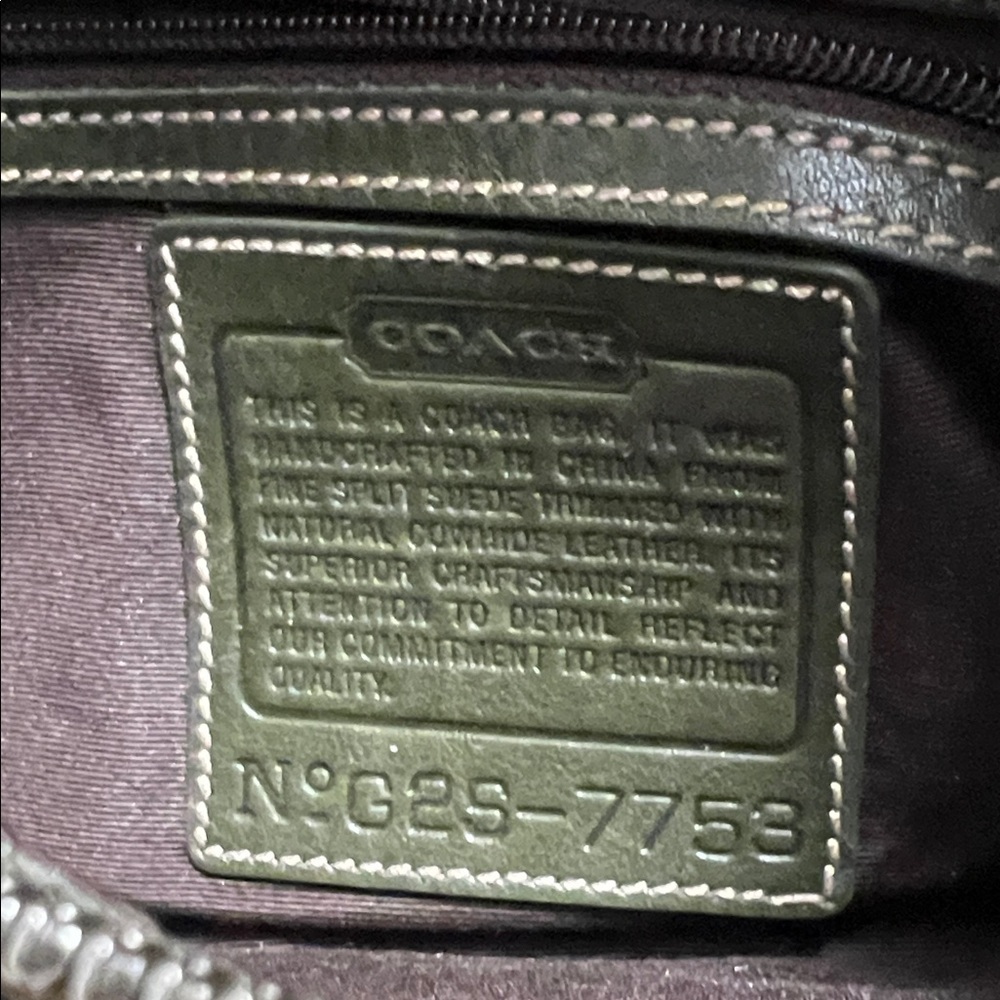 Coach Olive Green Suede Mini Bag - Picture 6 of 7